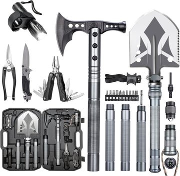 Multifunctional Folding Tactical Shovel Set With Flashlight